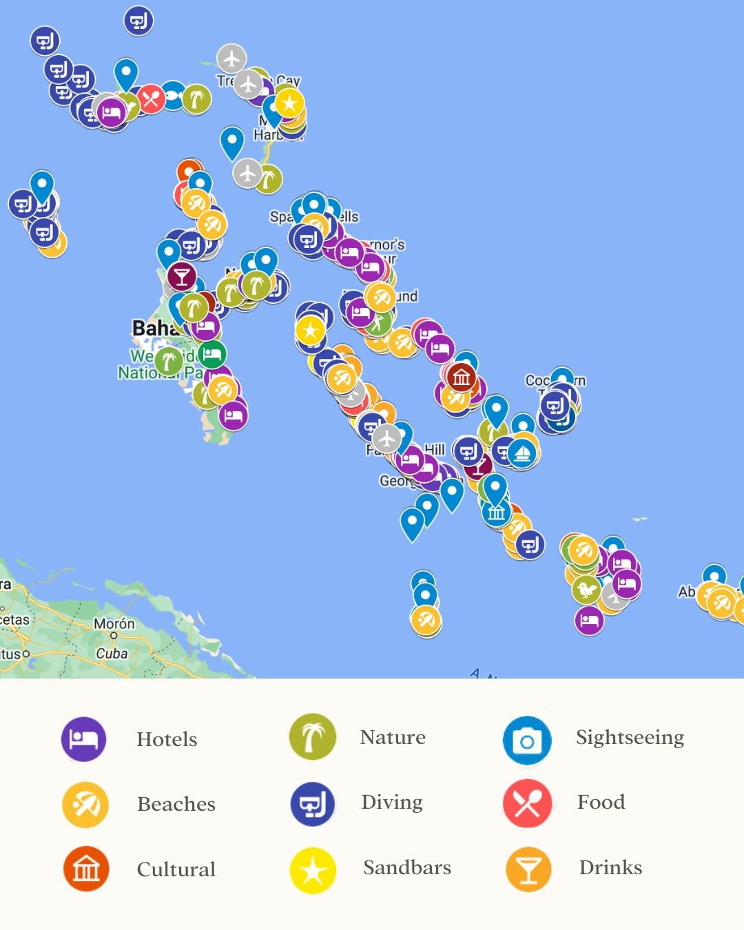 Bahamas Secret Locations Map